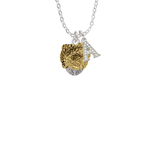 Snake Wrapped Around Spinner Gold Tone Spinner Crystal Initial - Sophia Necklace
