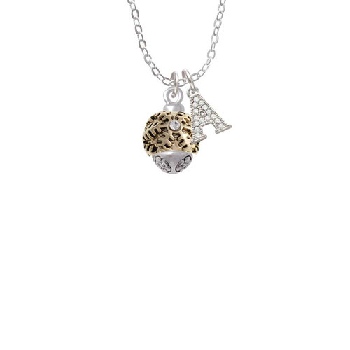 Snowflake with Crystal - Gold Tone Spinner Crystal Initial - Sophia Necklace