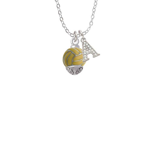 3-D Enamel Waterpolo ball Spinner Crystal Initial - Sophia Necklace