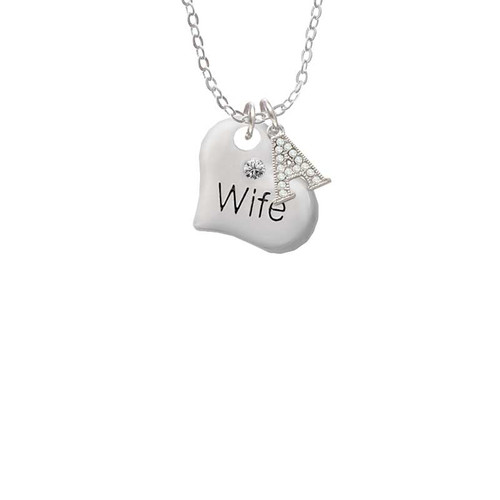 Large Wife Heart Crystal Initial - Sophia Necklace