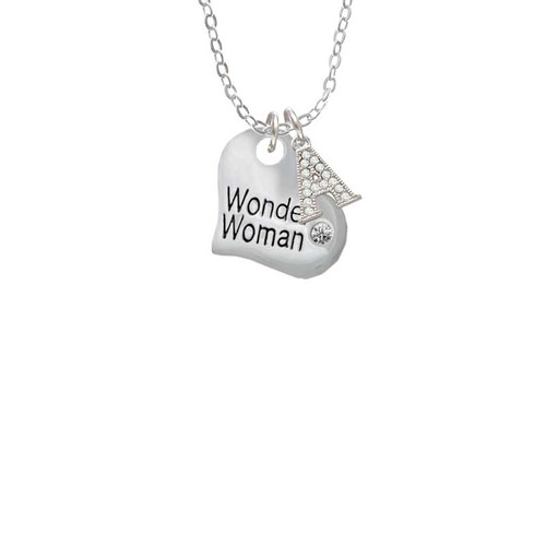 Large Wonder Woman Heart Crystal Initial - Sophia Necklace