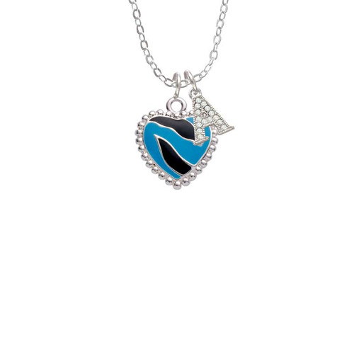 Hot Blue Zebra Print Heart Crystal Initial - Sophia Necklace