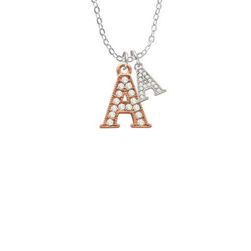 Crystal Rose Gold Tone Initial - A - Crystal Initial - Sophia Necklace