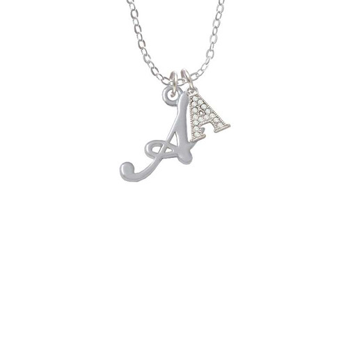 Small Gelato Script Initial - A - Crystal Initial - Sophia Necklace