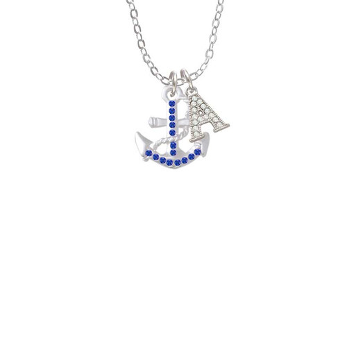 Blue Crystal Anchor Crystal Initial - Sophia Necklace