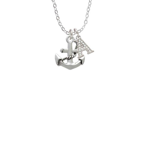 Antiqued Anchor Crystal Initial - Sophia Necklace