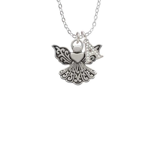 Angel with Heart Crystal Initial - Sophia Necklace