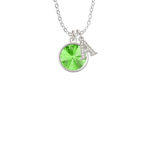 12mm Crystal Rivoli - Lime Green Crystal Initial - Sophia Necklace