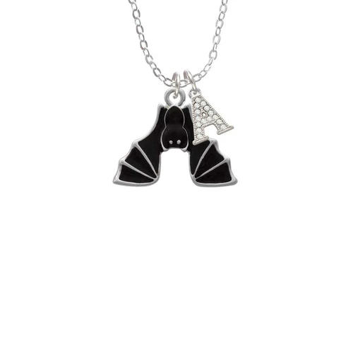 Hanging Bat Crystal Initial - Sophia Necklace