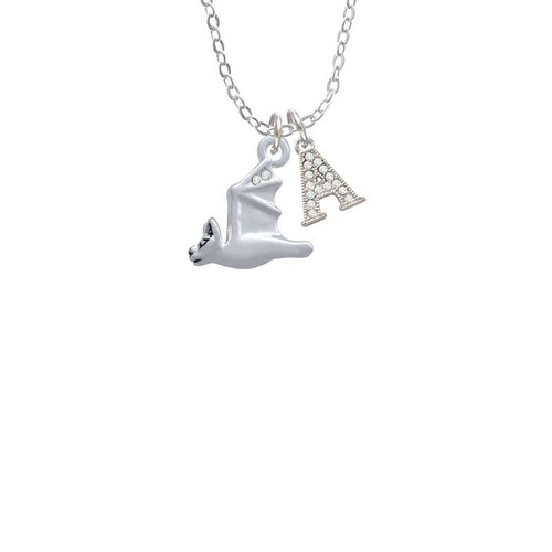 3-D Flying Bat with Crystals Crystal Initial - Sophia Necklace