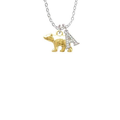 Gold Tone 3-D Bear Crystal Initial - Sophia Necklace
