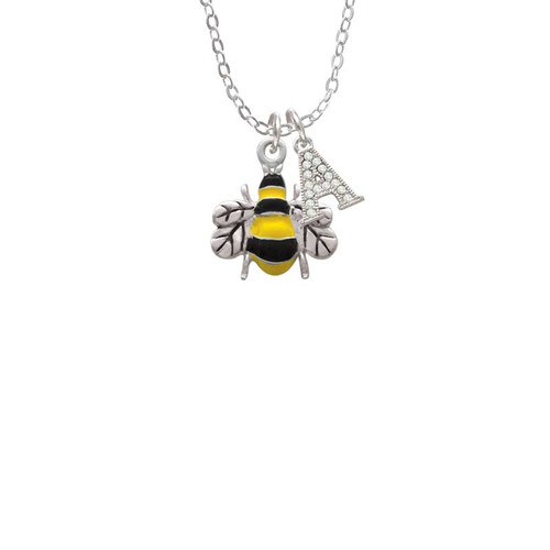Enamel Bee Crystal Initial - Sophia Necklace