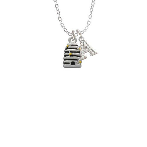 Small Beehive with 4 Bees Crystal Initial - Sophia Necklace