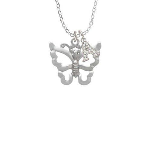 Large Open Butterfly Crystal Initial - Sophia Necklace