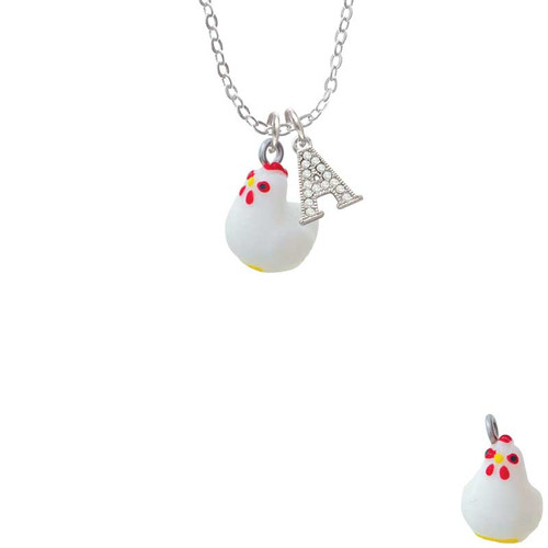 Resin White Chicken Crystal Initial - Sophia Necklace