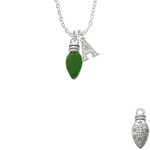 Christmas Lights - Green Resin Crystal Initial - Sophia Necklace