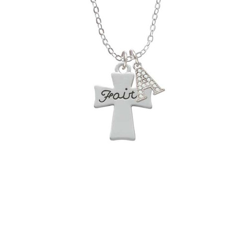 Faith Flat Cross Crystal Initial - Sophia Necklace