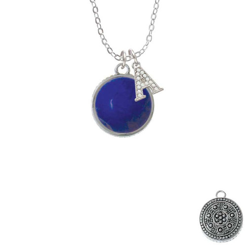 Round - Dolomite Marble - Blue - Crystal Initial - Sophia Necklace