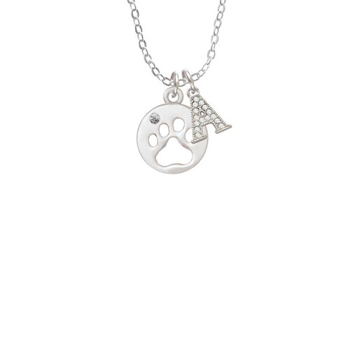Paw Silhouette Crystal Initial - Sophia Necklace