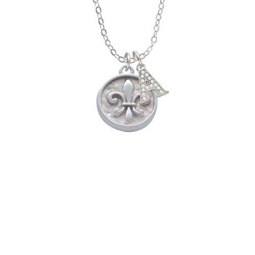 Fleur di Lis - Round Seal Crystal Initial - Sophia Necklace