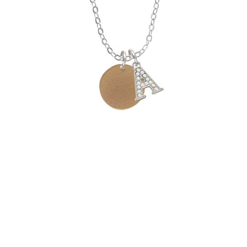 Acrylic 1/2" Disc Gold Tone Crystal Initial - Sophia Necklace