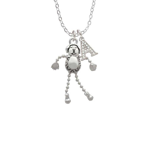 Dog with 4 Dangle legs Crystal Initial - Sophia Necklace