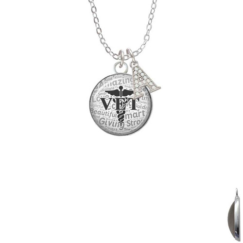 Domed Black VET Crystal Initial - Sophia Necklace