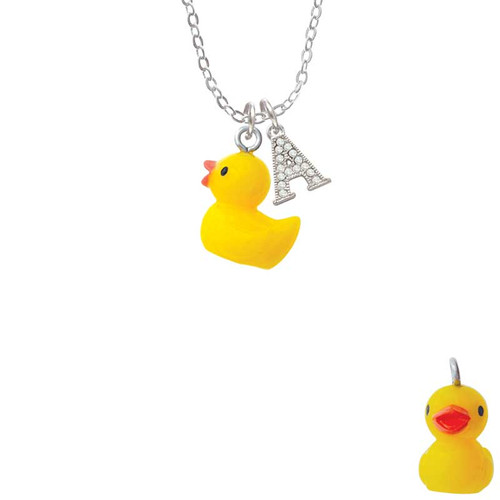Resin Yellow Ducky Crystal Initial - Sophia Necklace