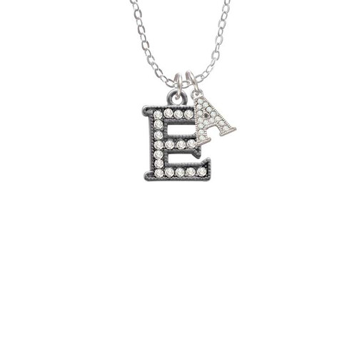 Crystal Black Initial - E - Beaded Border - Crystal Initial - Sophia Necklace