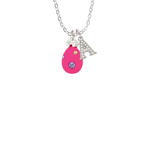 Hot Pink Easter Egg with Color Crystal Dots Crystal Initial - Sophia Necklace