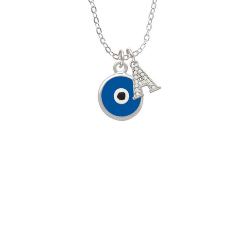 Blue Evil Eye Good Luck Crystal Initial - Sophia Necklace