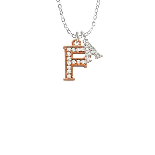 Crystal Rose Gold Tone Initial - F - Crystal Initial - Sophia Necklace