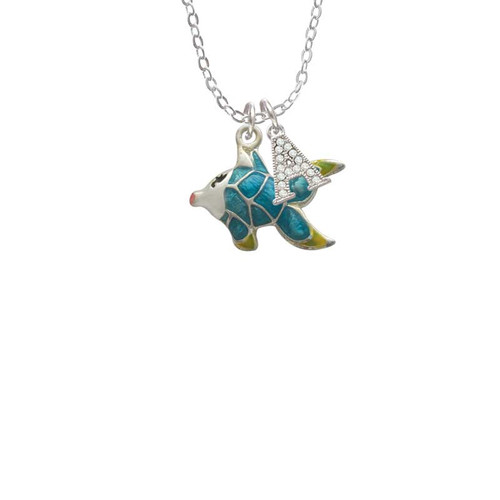 Blue Tropical Fish with Yellow Fins Crystal Initial - Sophia Necklace