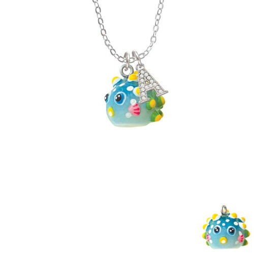 Resin Blowfish Crystal Initial - Sophia Necklace