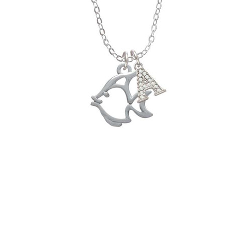 2-D Open Angel Fish Crystal Initial - Sophia Necklace