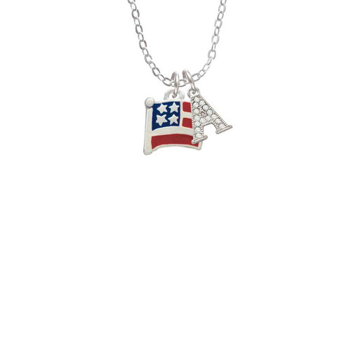 Mini USA Flag Crystal Initial - Sophia Necklace