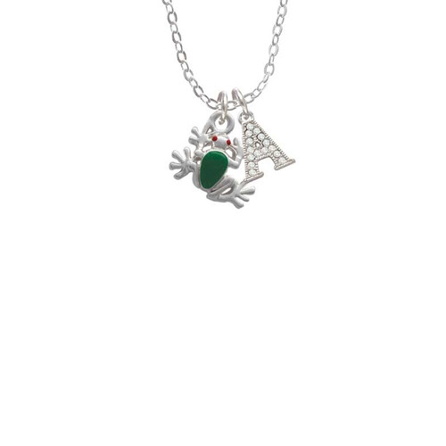 Mini Green Tree Frog Crystal Initial - Sophia Necklace