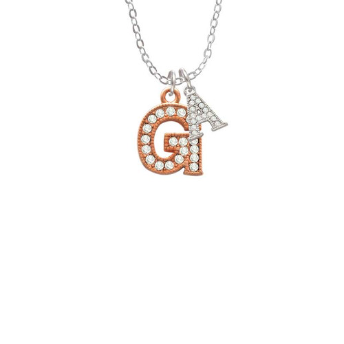 Crystal Rose Gold Tone Initial - G - Crystal Initial - Sophia Necklace