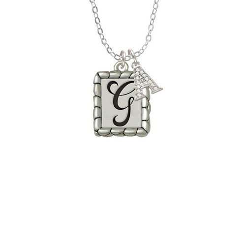 Pebble Border Initial - G Crystal Initial - Sophia Necklace