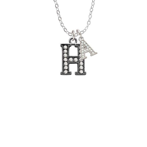 Crystal Black Initial - H - Beaded Border - Crystal Initial - Sophia Necklace