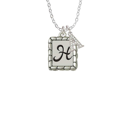 Pebble Border Initial - H Crystal Initial - Sophia Necklace