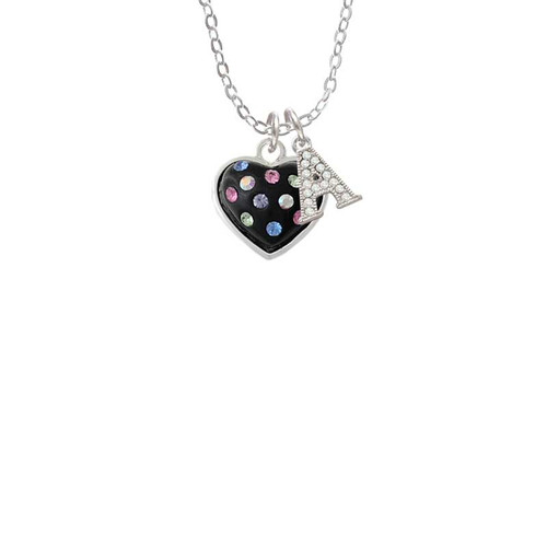 Black Resin Heart with Tropical Crystals Crystal Initial - Sophia Necklace
