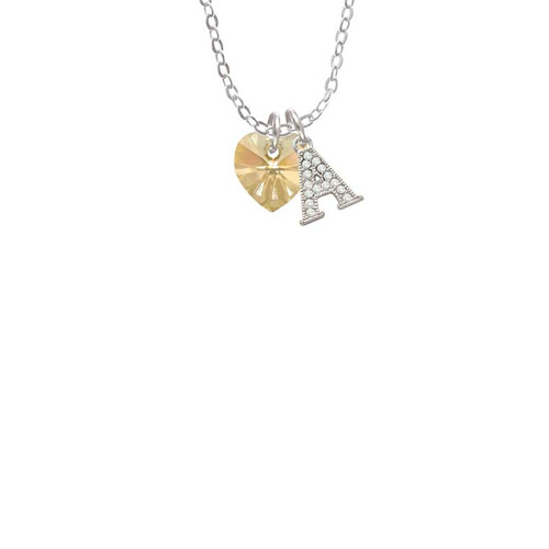Gold Tone Crystal Heart Crystal Initial - Sophia Necklace