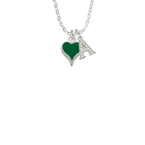 Small Long Green Heart Crystal Initial - Sophia Necklace