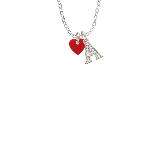 Acrylic 5/16" Maroon Heart Crystal Initial - Sophia Necklace
