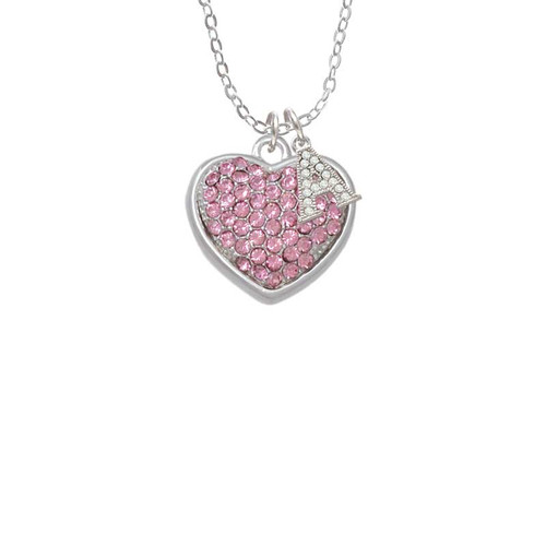 Large Rounded Light Pink Oktant Crystal Heart Crystal Initial - Sophia Necklace