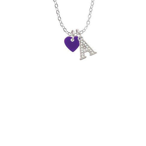 Acrylic 5/16" Purple Heart Crystal Initial - Sophia Necklace