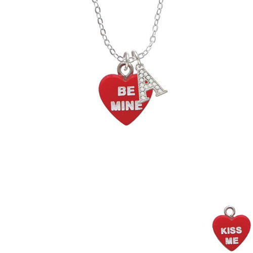 Acrylic Red "Be Mine / Kiss Me" Heart Crystal Initial - Sophia Necklace