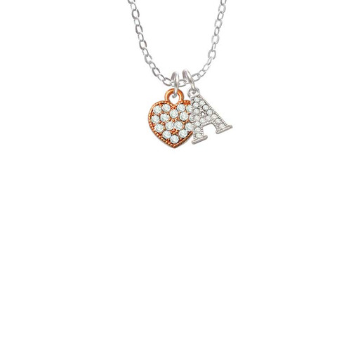 Small Rose Gold Tone Heart with Clear Crystals Crystal Initial - Sophia Necklace