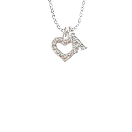 AB Crystal Open Heart Crystal Initial - Sophia Necklace